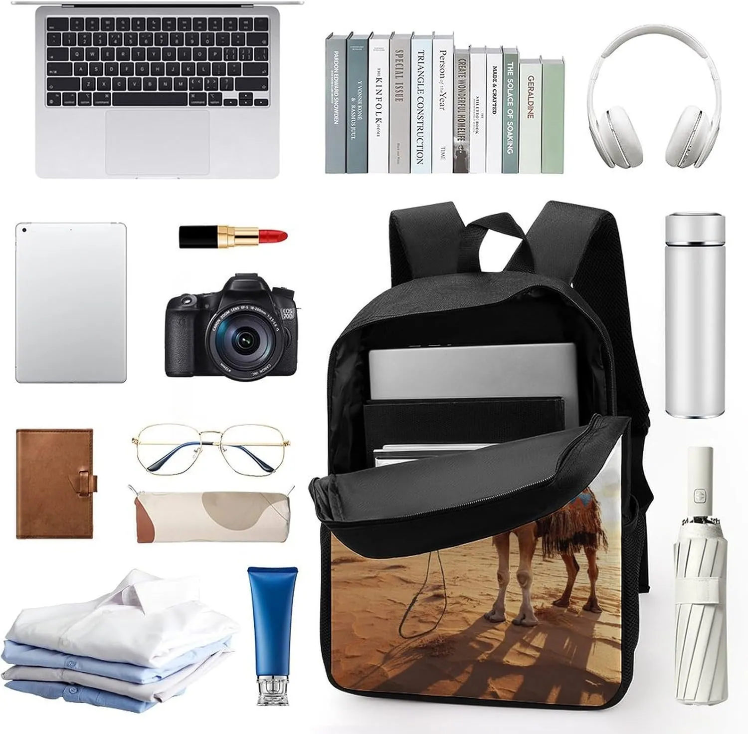 Laptop Backpack for Men 17 Inch Camel Sky Work Casual Backpack Lightweight Travel Shoulder Bag