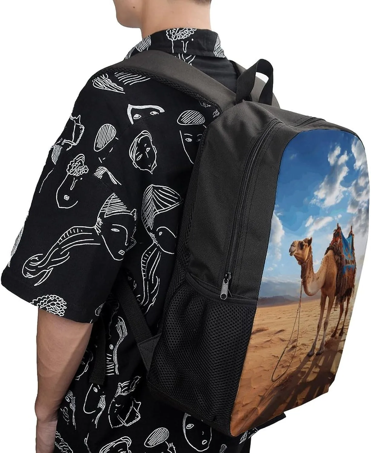 Laptop Backpack for Men 17 Inch Camel Sky Work Casual Backpack Lightweight Travel Shoulder Bag