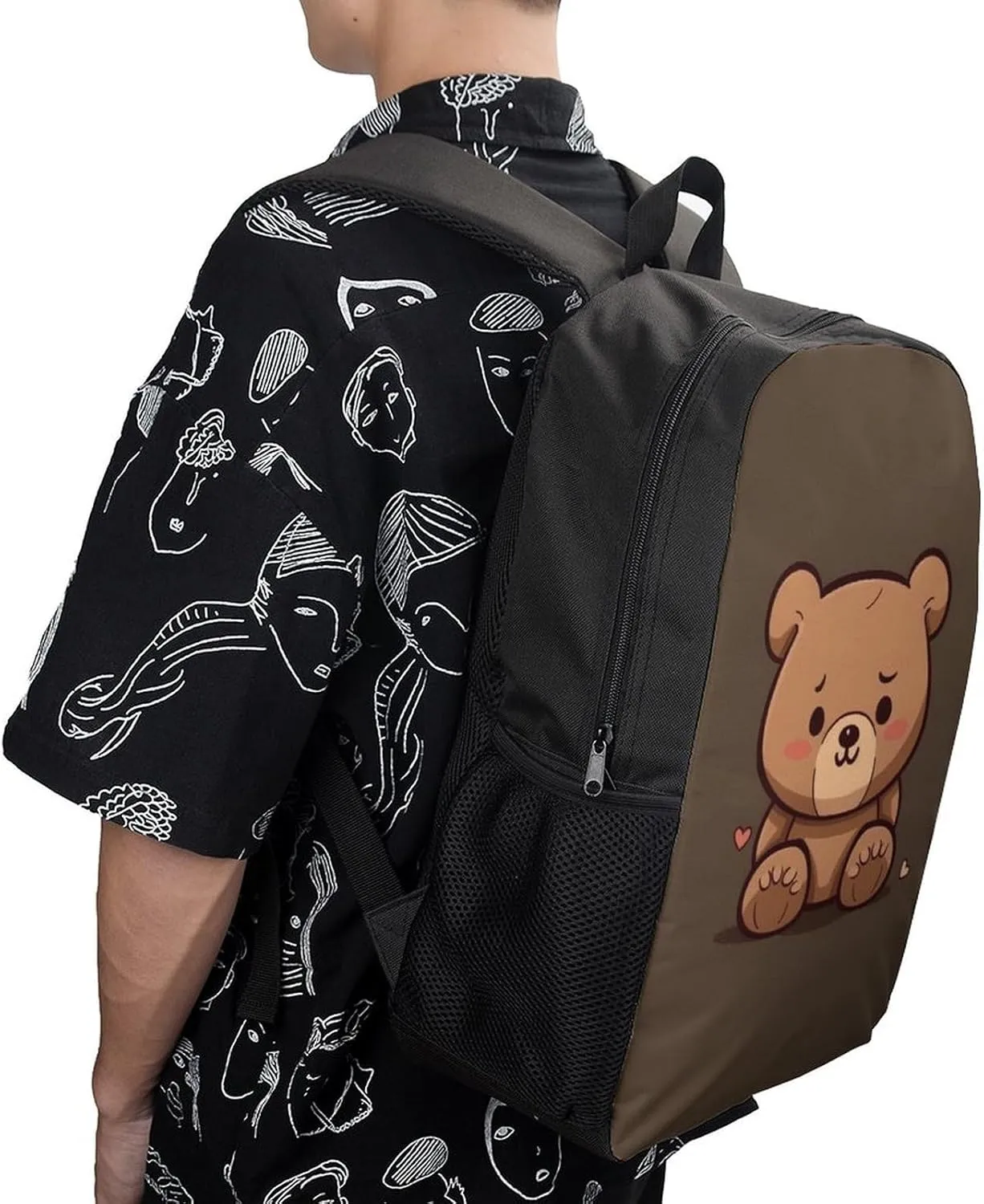 Laptop Backpack for Men 17 Inch Cartoon Brown Cute Bear Work Casual Backpack Lightweight Travel Shoulder Bag
