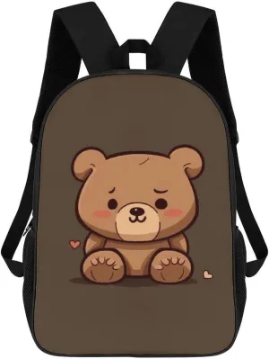 Laptop Backpack for Men 17 Inch Cartoon Brown Cute Bear Work Casual Backpack Lightweight Travel Shoulder Bag