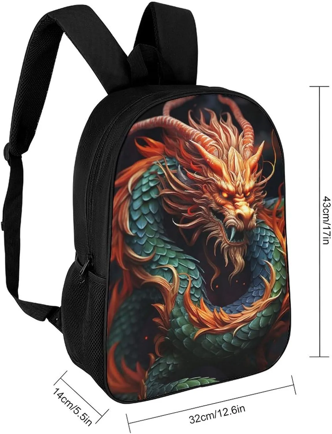 Laptop Backpack for Men 17 Inch Chinese Dragon Work Casual Backpack Lightweight Travel Shoulder Bag
