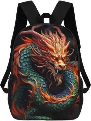 Laptop Backpack for Men 17 Inch Chinese Dragon Work Casual Backpack Lightweight Travel Shoulder Bag