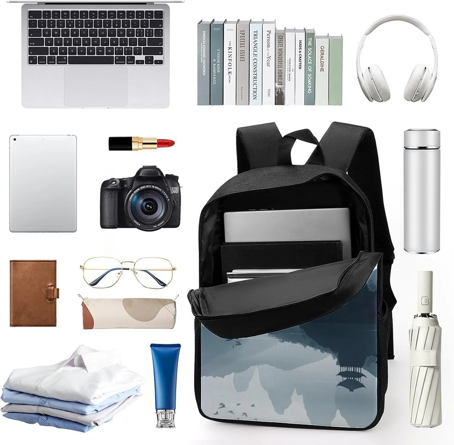 Laptop Backpack for Men 17 Inch Chinese Style Landscape Work Casual Backpack Lightweight Travel Shoulder Bag