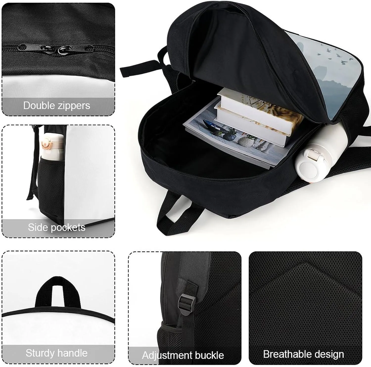 Laptop Backpack for Men 17 Inch Chinese Style Landscape Work Casual Backpack Lightweight Travel Shoulder Bag