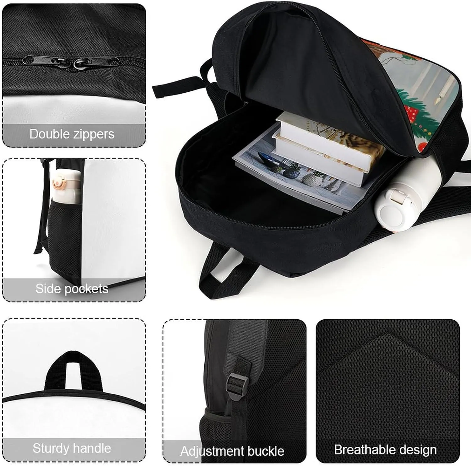 Laptop Backpack for Men 17 Inch Christmas Decorations Work Casual Backpack Lightweight Travel Shoulder Bag