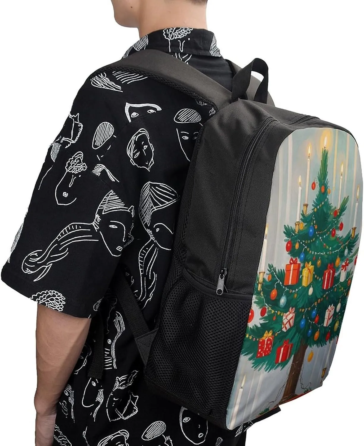 Laptop Backpack for Men 17 Inch Christmas Decorations Work Casual Backpack Lightweight Travel Shoulder Bag