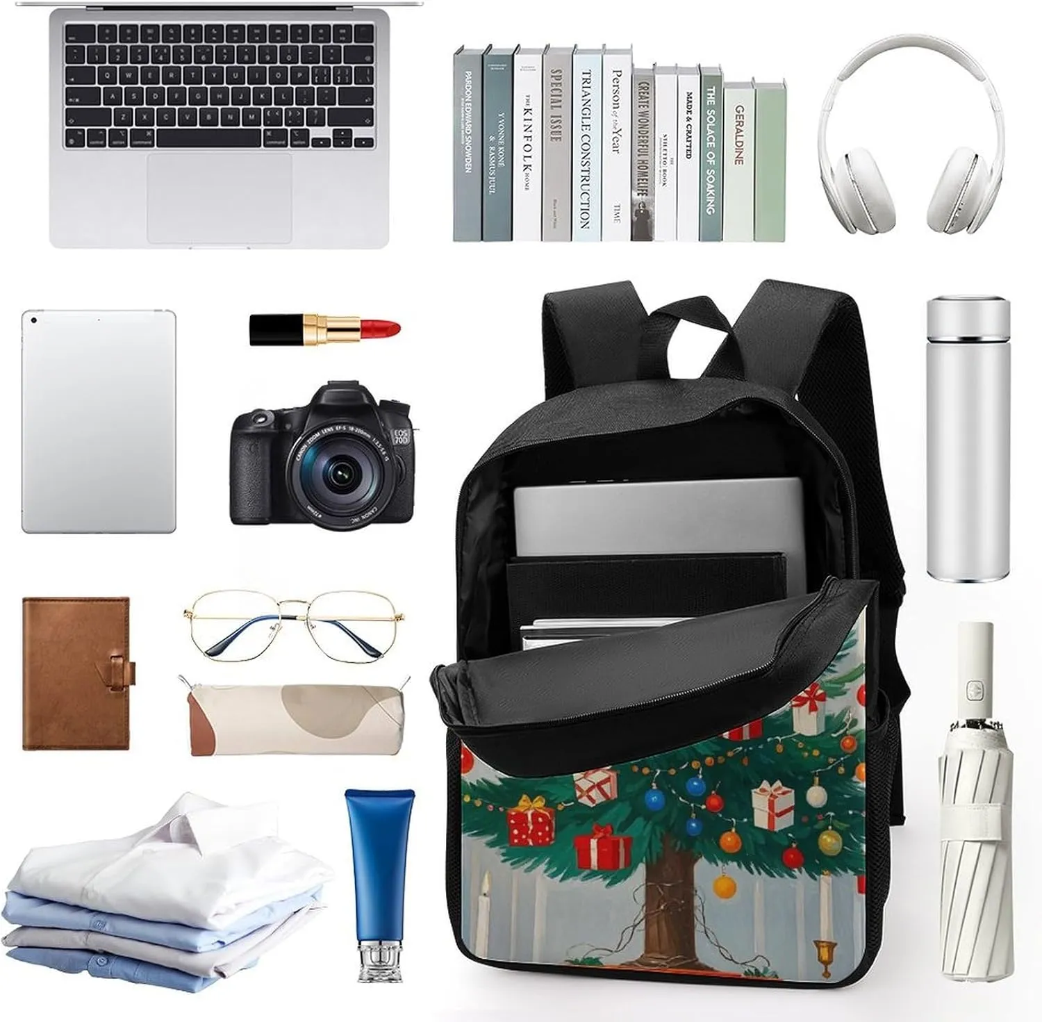 Laptop Backpack for Men 17 Inch Christmas Decorations Work Casual Backpack Lightweight Travel Shoulder Bag