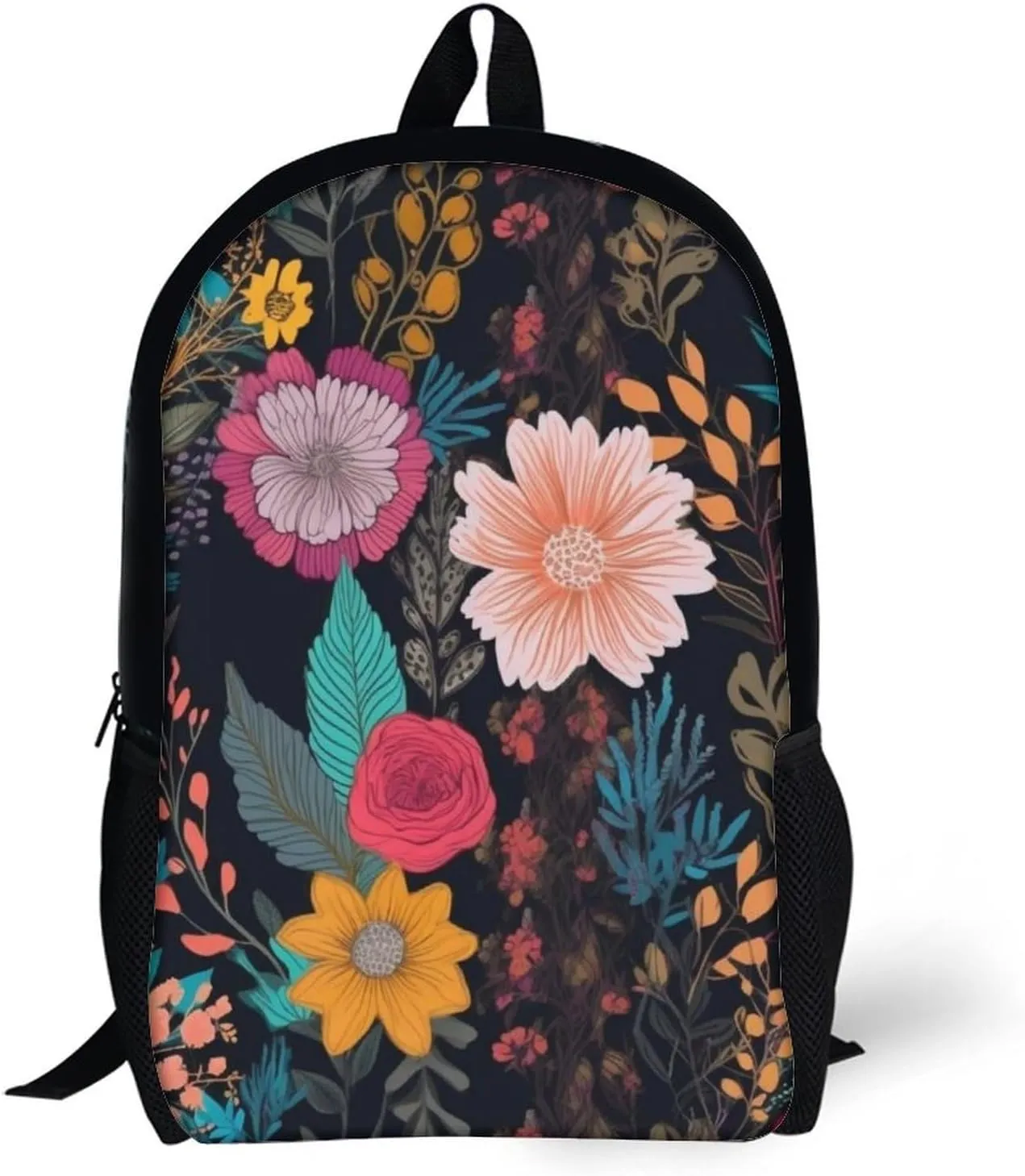 Laptop Backpack for Men 17 Inch Colorful Boho Floral Work Casual Backpack Lightweight Travel Shoulder Bag