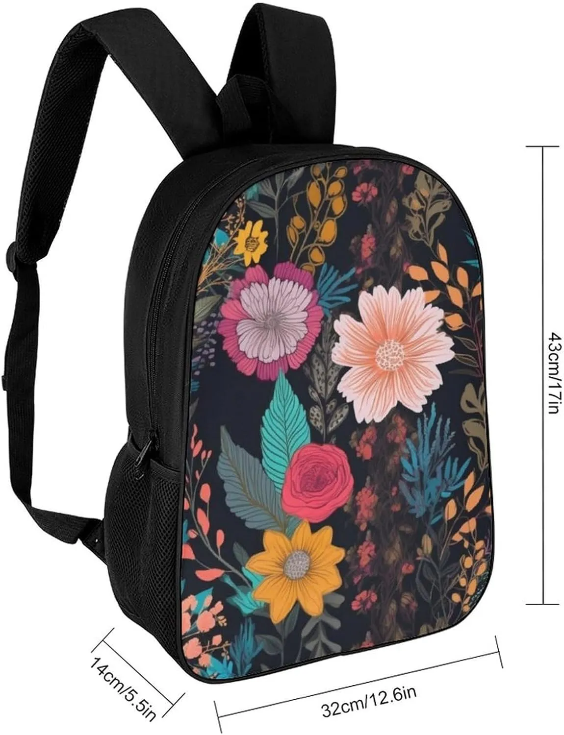 Laptop Backpack for Men 17 Inch Colorful Boho Floral Work Casual Backpack Lightweight Travel Shoulder Bag