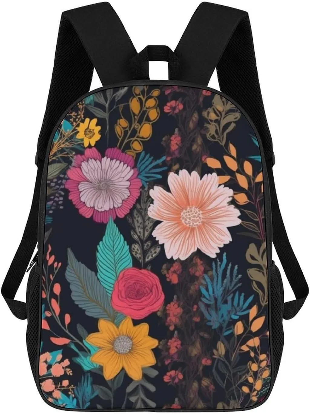Laptop Backpack for Men 17 Inch Colorful Boho Floral Work Casual Backpack Lightweight Travel Shoulder Bag