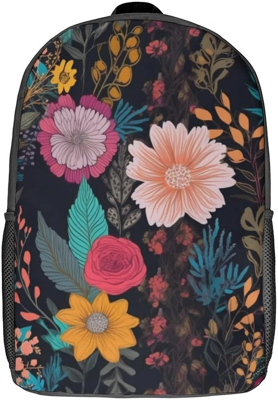 Laptop Backpack for Men 17 Inch Colorful Boho Floral Work Casual Backpack Lightweight Travel Shoulder Bag