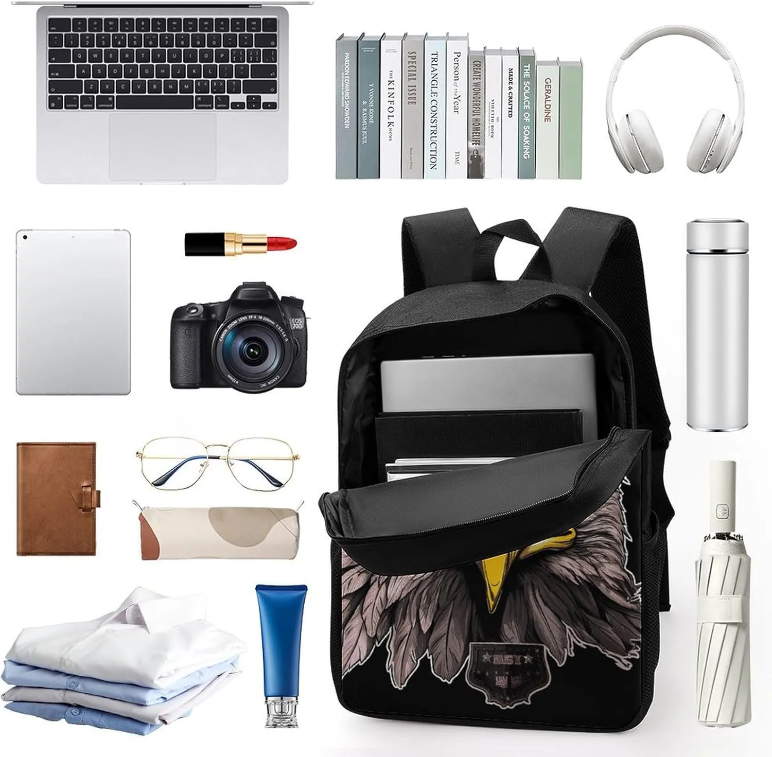 Laptop Backpack for Men 17 Inch Cool Eagle Work Casual Backpack Lightweight Travel Shoulder Bag
