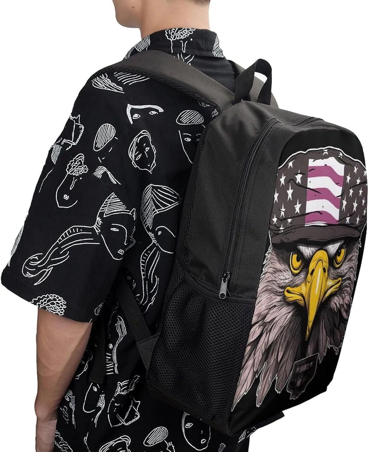 Laptop Backpack for Men 17 Inch Cool Eagle Work Casual Backpack Lightweight Travel Shoulder Bag