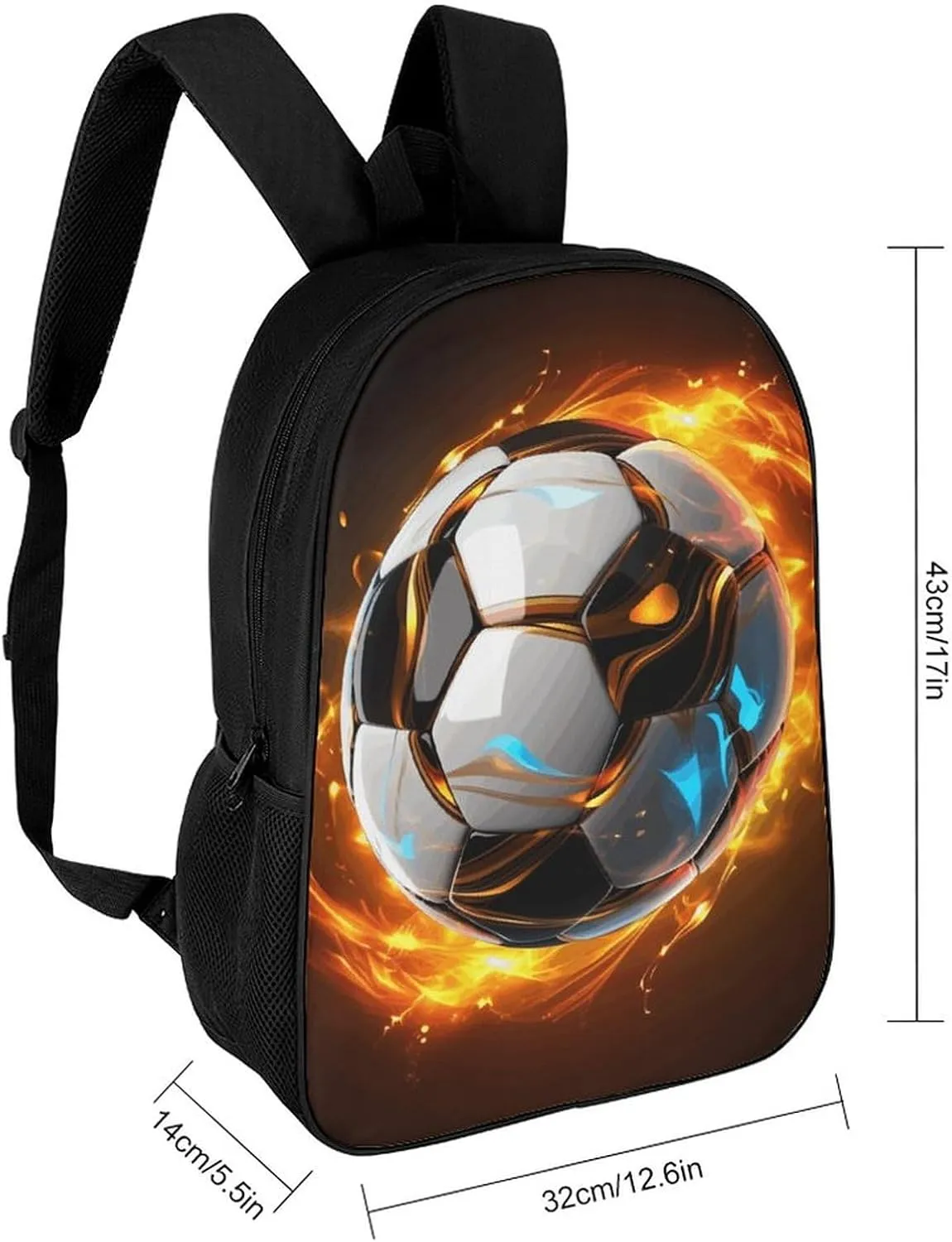 Laptop Backpack for Men 17 Inch Cool Soccer Ball Work Casual Backpack Lightweight Travel Shoulder Bag