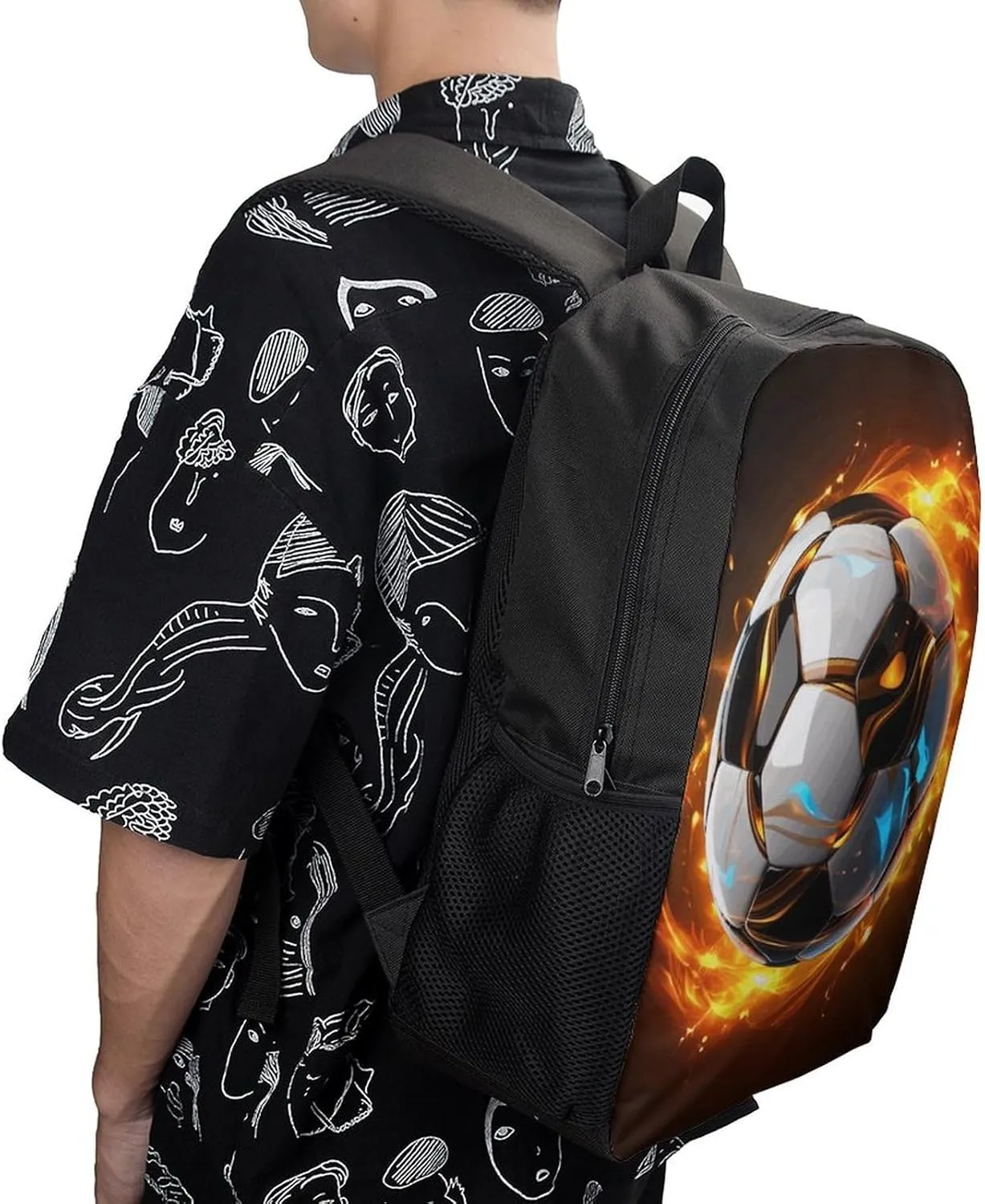 Laptop Backpack for Men 17 Inch Cool Soccer Ball Work Casual Backpack Lightweight Travel Shoulder Bag