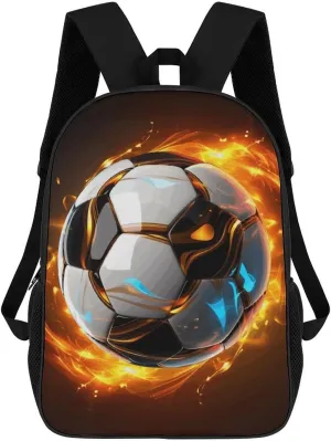 Laptop Backpack for Men 17 Inch Cool Soccer Ball Work Casual Backpack Lightweight Travel Shoulder Bag