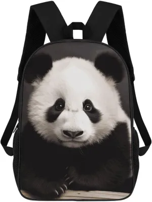 Laptop Backpack for Men 17 Inch Cute Black And White Panda Work Casual Backpack Lightweight Travel Shoulder Bag