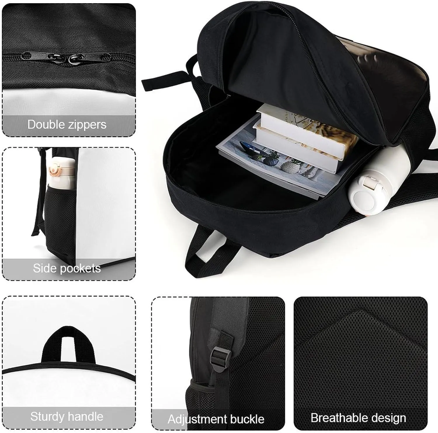 Laptop Backpack for Men 17 Inch Cute Black And White Panda Work Casual Backpack Lightweight Travel Shoulder Bag