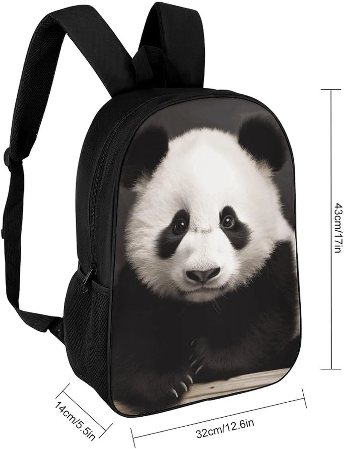 Laptop Backpack for Men 17 Inch Cute Black And White Panda Work Casual Backpack Lightweight Travel Shoulder Bag