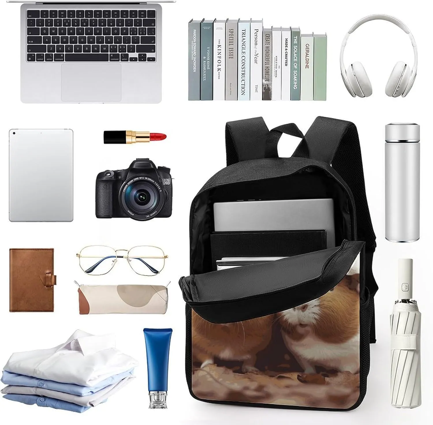 Laptop Backpack for Men 17 Inch Cute Guinea Pigs Work Casual Backpack Lightweight Travel Shoulder Bag