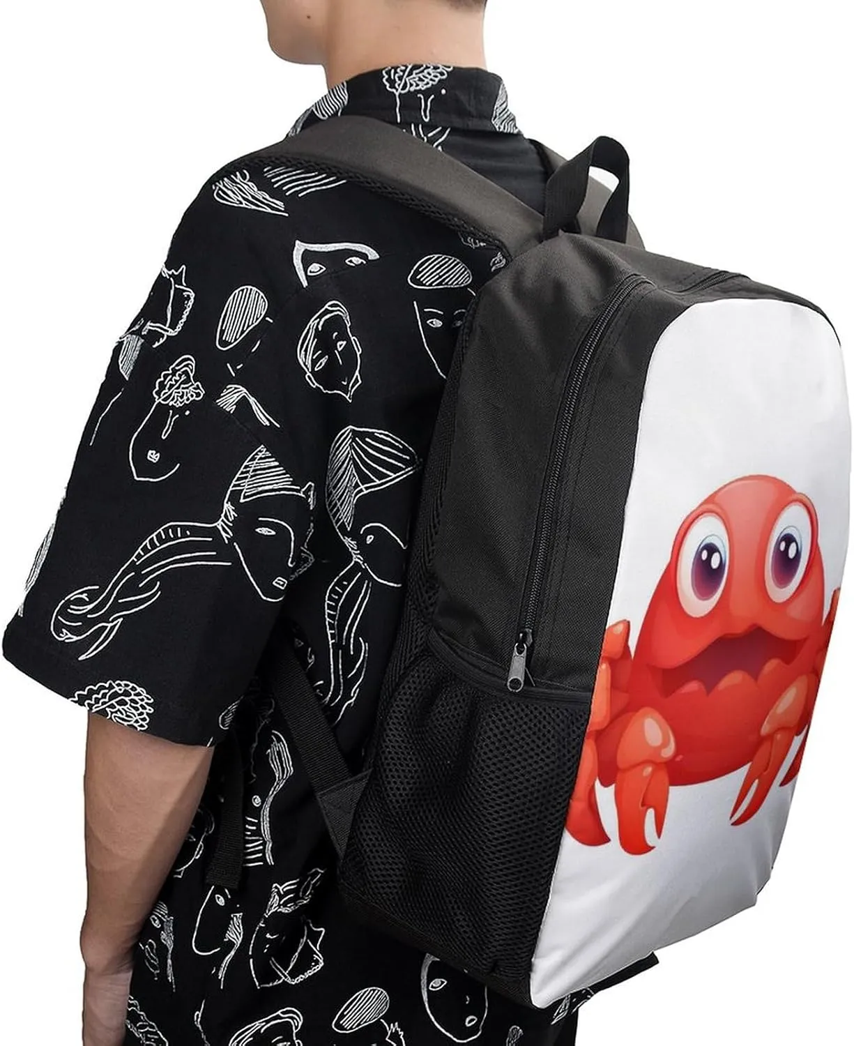 Laptop Backpack for Men 17 Inch Cute Red Crab Work Casual Backpack Lightweight Travel Shoulder Bag