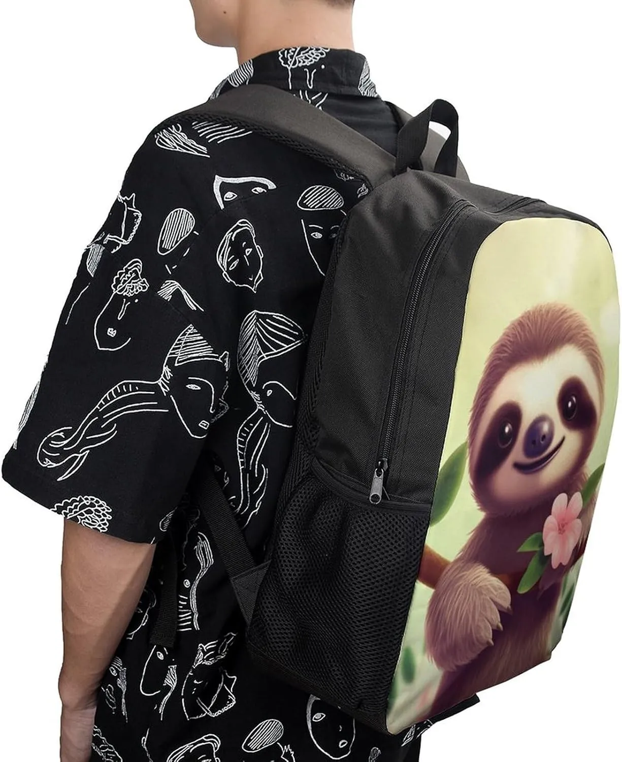 Laptop Backpack for Men 17 Inch Cute Sloth Work Casual Backpack Lightweight Travel Shoulder Bag