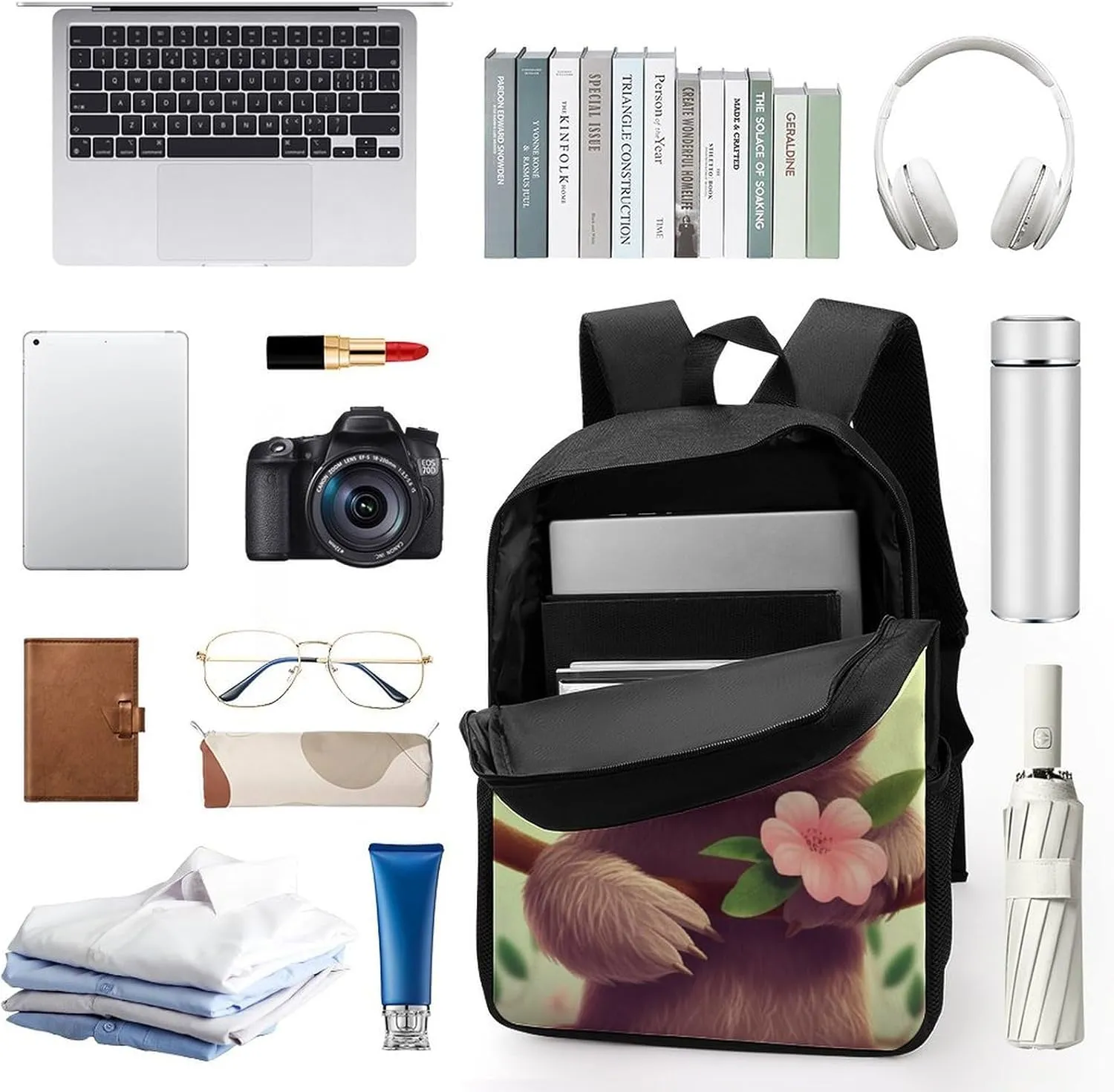 Laptop Backpack for Men 17 Inch Cute Sloth Work Casual Backpack Lightweight Travel Shoulder Bag