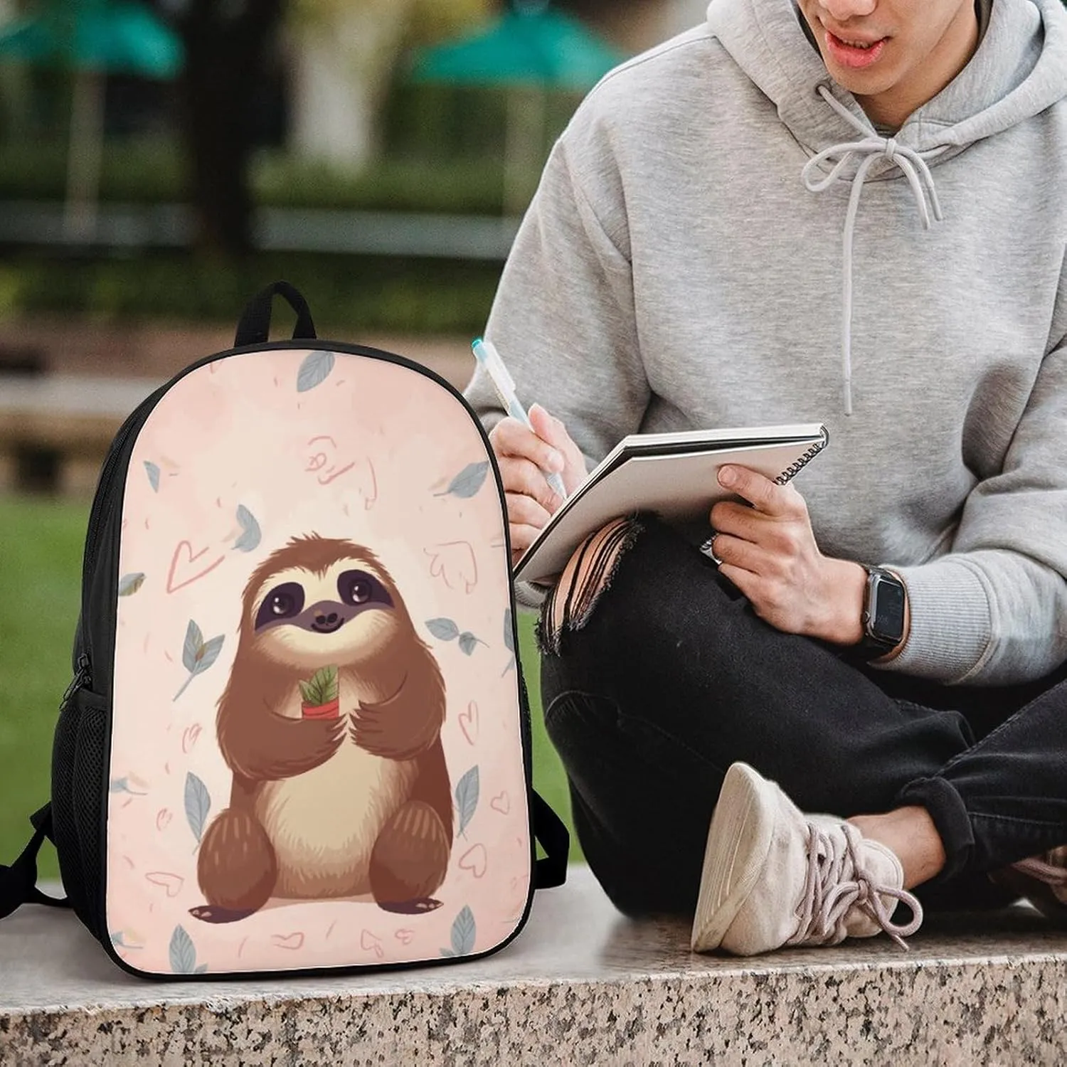 Laptop Backpack for Men 17 Inch Cute Sloth Work Casual Backpack Lightweight Travel Shoulder Bag
