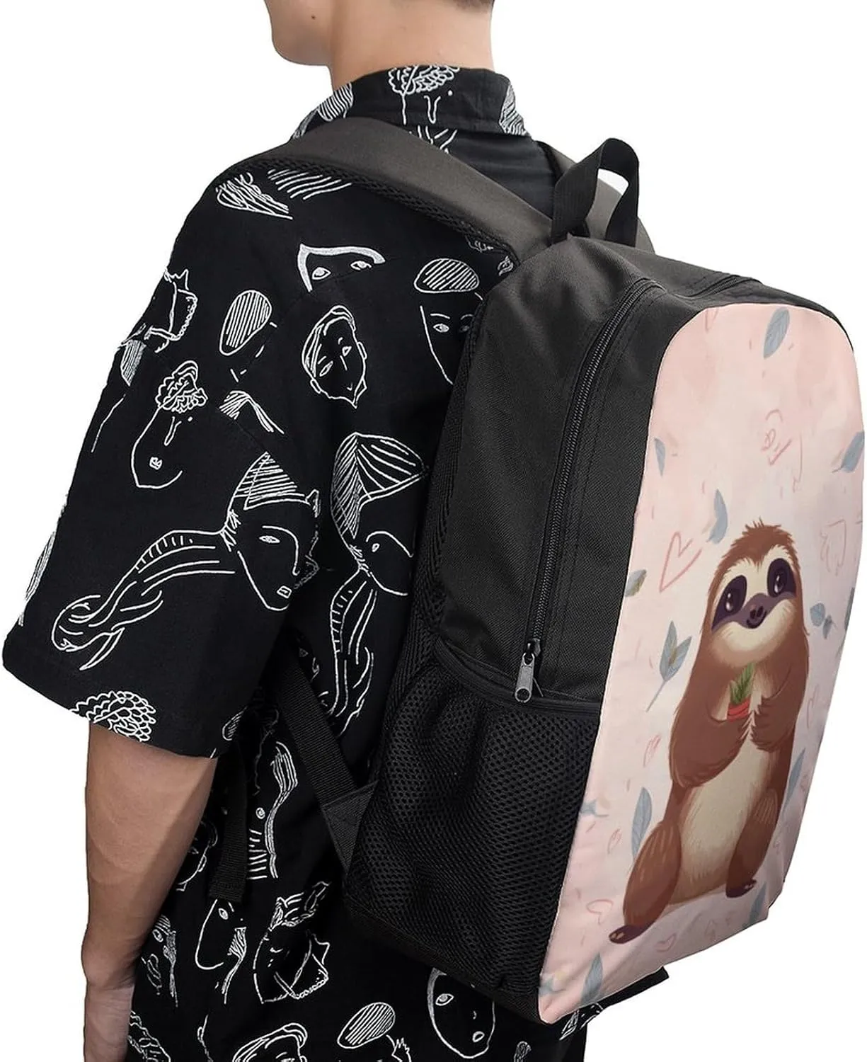 Laptop Backpack for Men 17 Inch Cute Sloth Work Casual Backpack Lightweight Travel Shoulder Bag