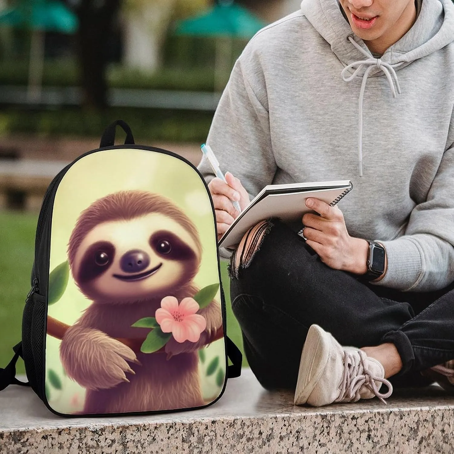 Laptop Backpack for Men 17 Inch Cute Sloth Work Casual Backpack Lightweight Travel Shoulder Bag