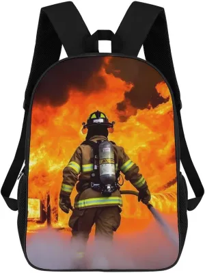 Laptop Backpack for Men 17 Inch Firefighter Fireman Flame Work Casual Backpack Lightweight Travel Shoulder Bag