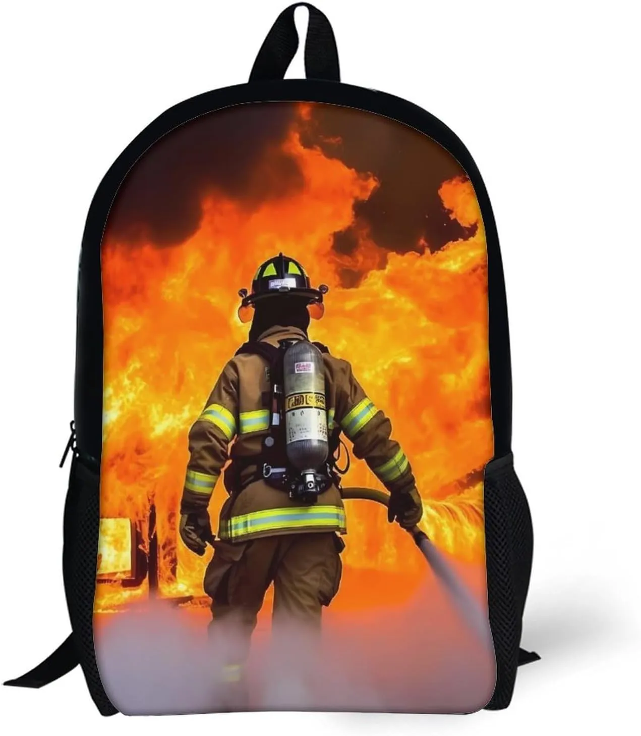 Laptop Backpack for Men 17 Inch Firefighter Fireman Flame Work Casual Backpack Lightweight Travel Shoulder Bag