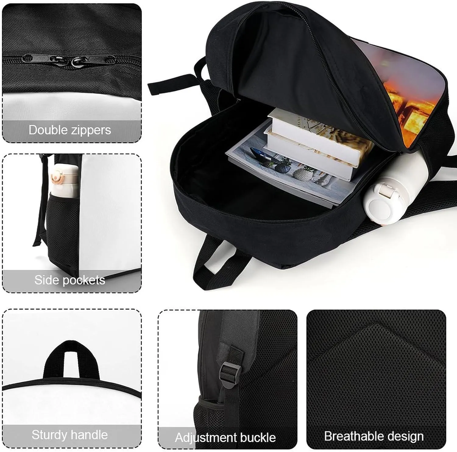 Laptop Backpack for Men 17 Inch Firefighter Fireman Flame Work Casual Backpack Lightweight Travel Shoulder Bag