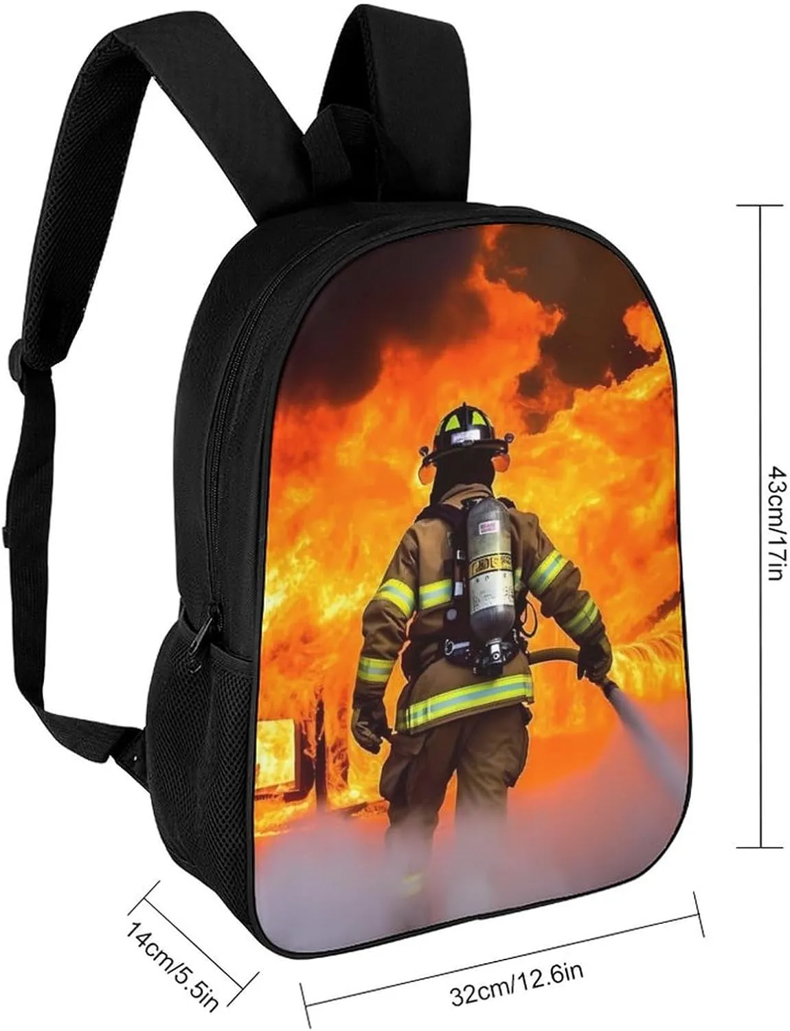 Laptop Backpack for Men 17 Inch Firefighter Fireman Flame Work Casual Backpack Lightweight Travel Shoulder Bag