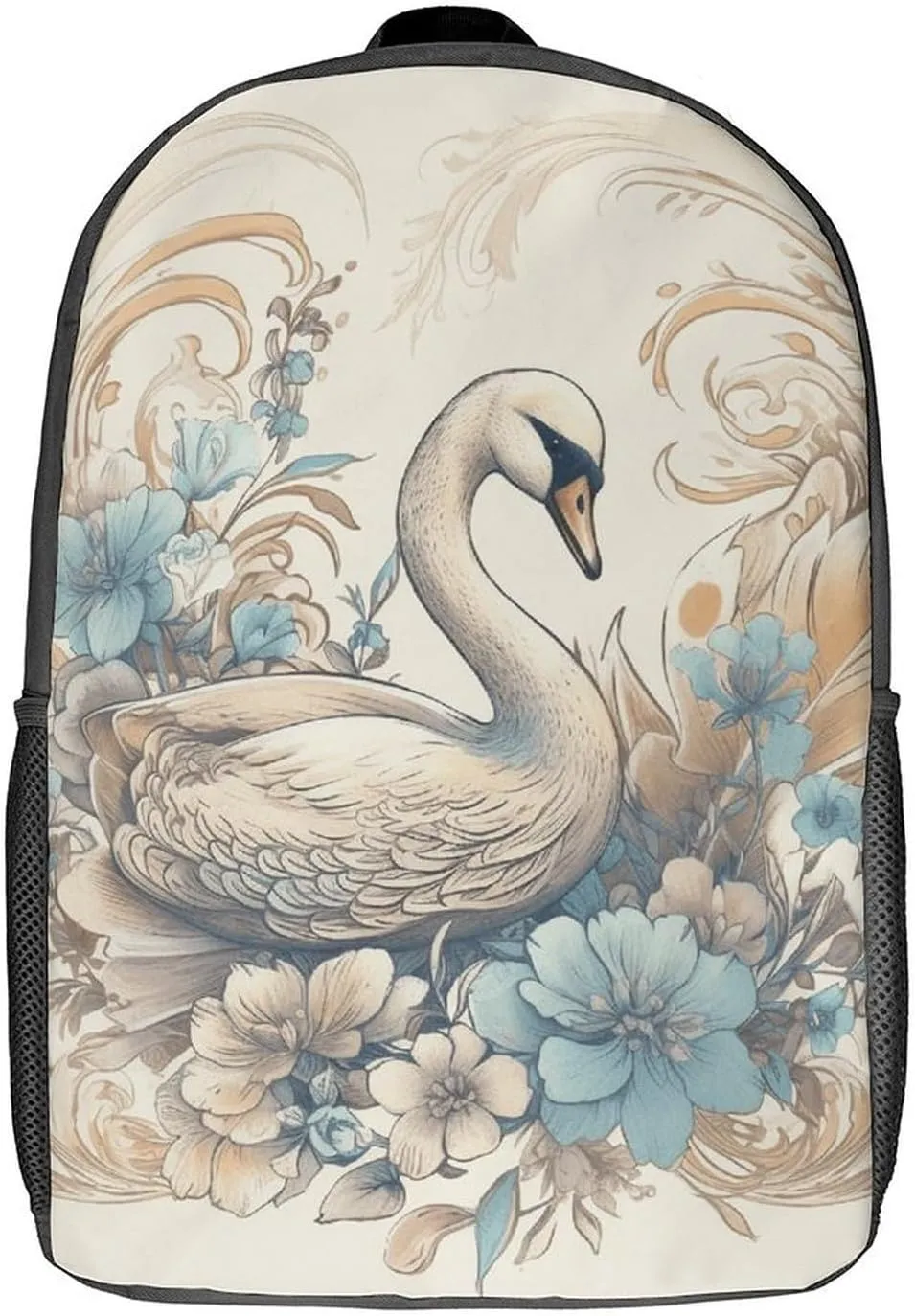 Laptop Backpack for Men 17 Inch Flowers And Swans Work Casual Backpack Lightweight Travel Shoulder Bag