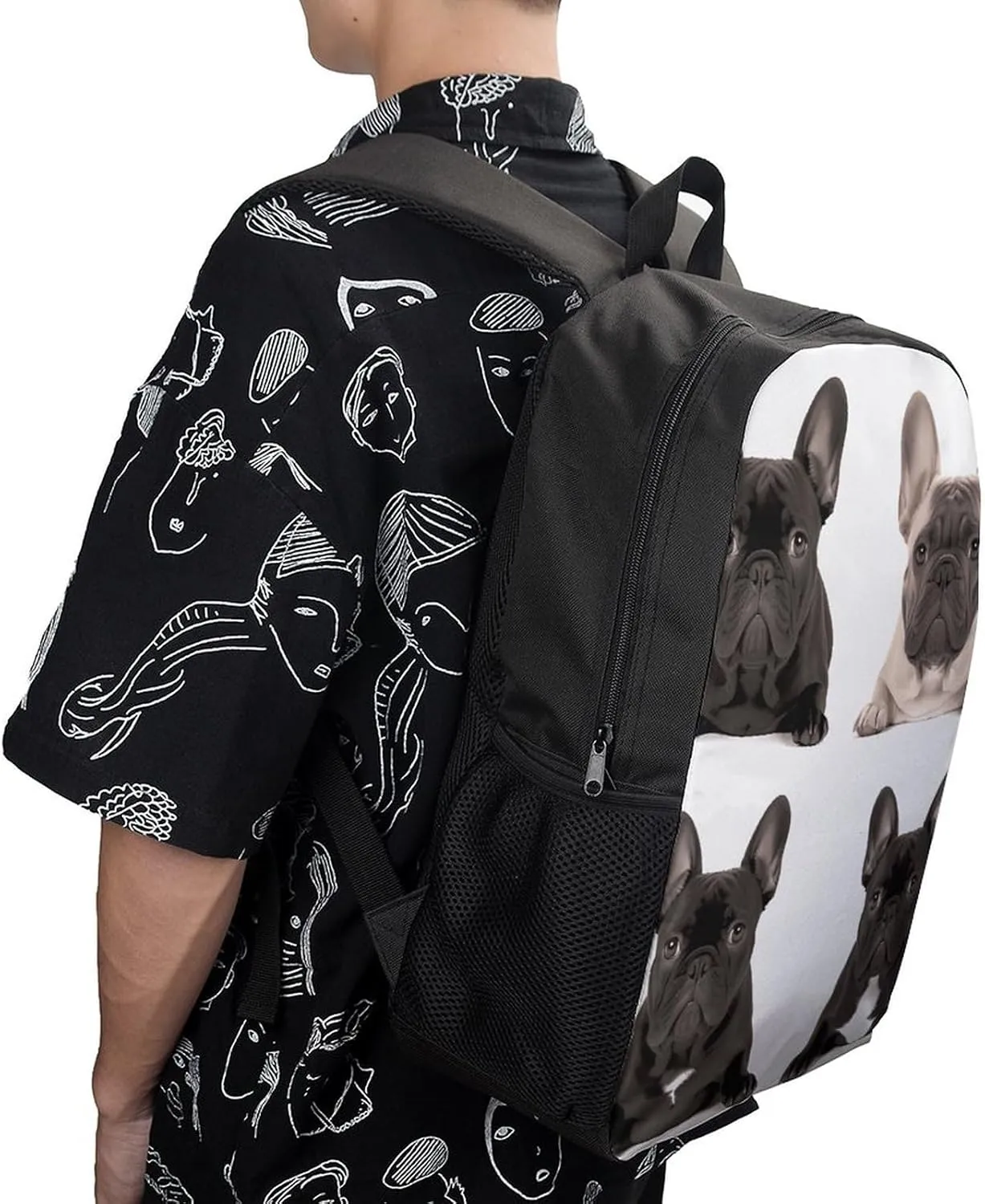 Laptop Backpack for Men 17 Inch French Bulldog Work Casual Backpack Lightweight Travel Shoulder Bag