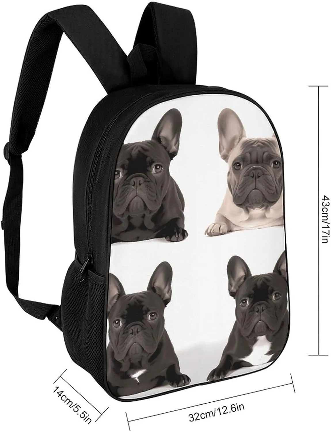 Laptop Backpack for Men 17 Inch French Bulldog Work Casual Backpack Lightweight Travel Shoulder Bag