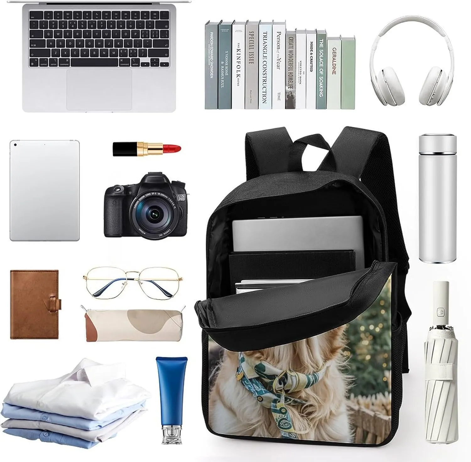 Laptop Backpack for Men 17 Inch Golden Retriever Dog Work Casual Backpack Lightweight Travel Shoulder Bag