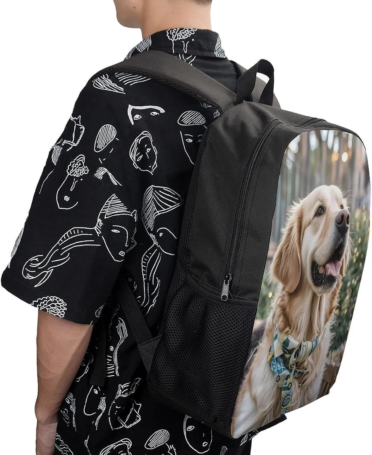 Laptop Backpack for Men 17 Inch Golden Retriever Dog Work Casual Backpack Lightweight Travel Shoulder Bag