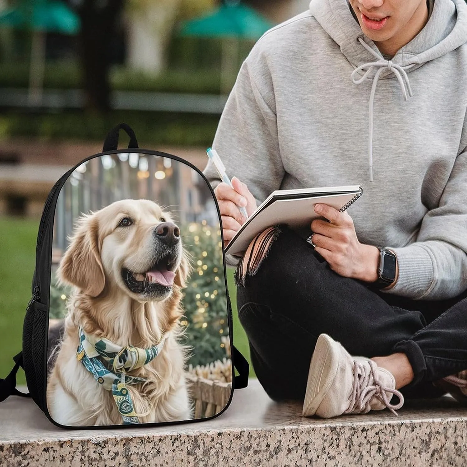 Laptop Backpack for Men 17 Inch Golden Retriever Dog Work Casual Backpack Lightweight Travel Shoulder Bag
