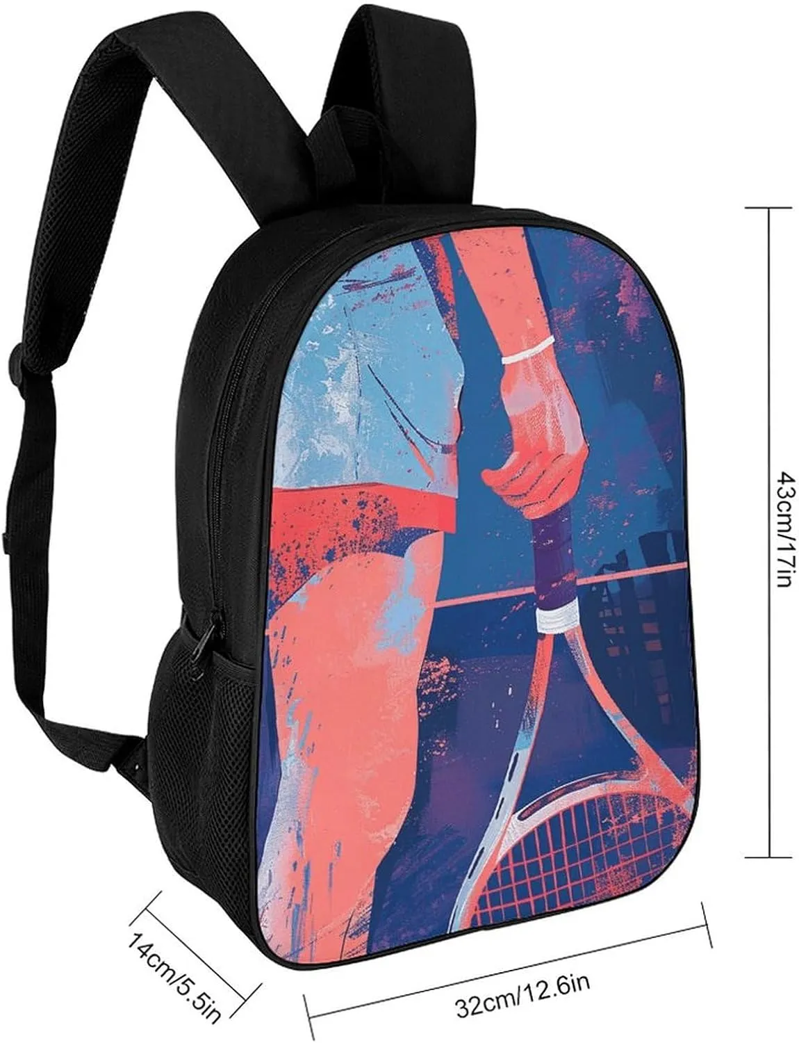 Laptop Backpack for Men 17 Inch Holding A Tennis Racket Work Casual Backpack Lightweight Travel Shoulder Bag