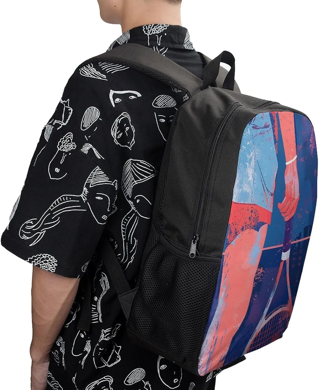 Laptop Backpack for Men 17 Inch Holding A Tennis Racket Work Casual Backpack Lightweight Travel Shoulder Bag