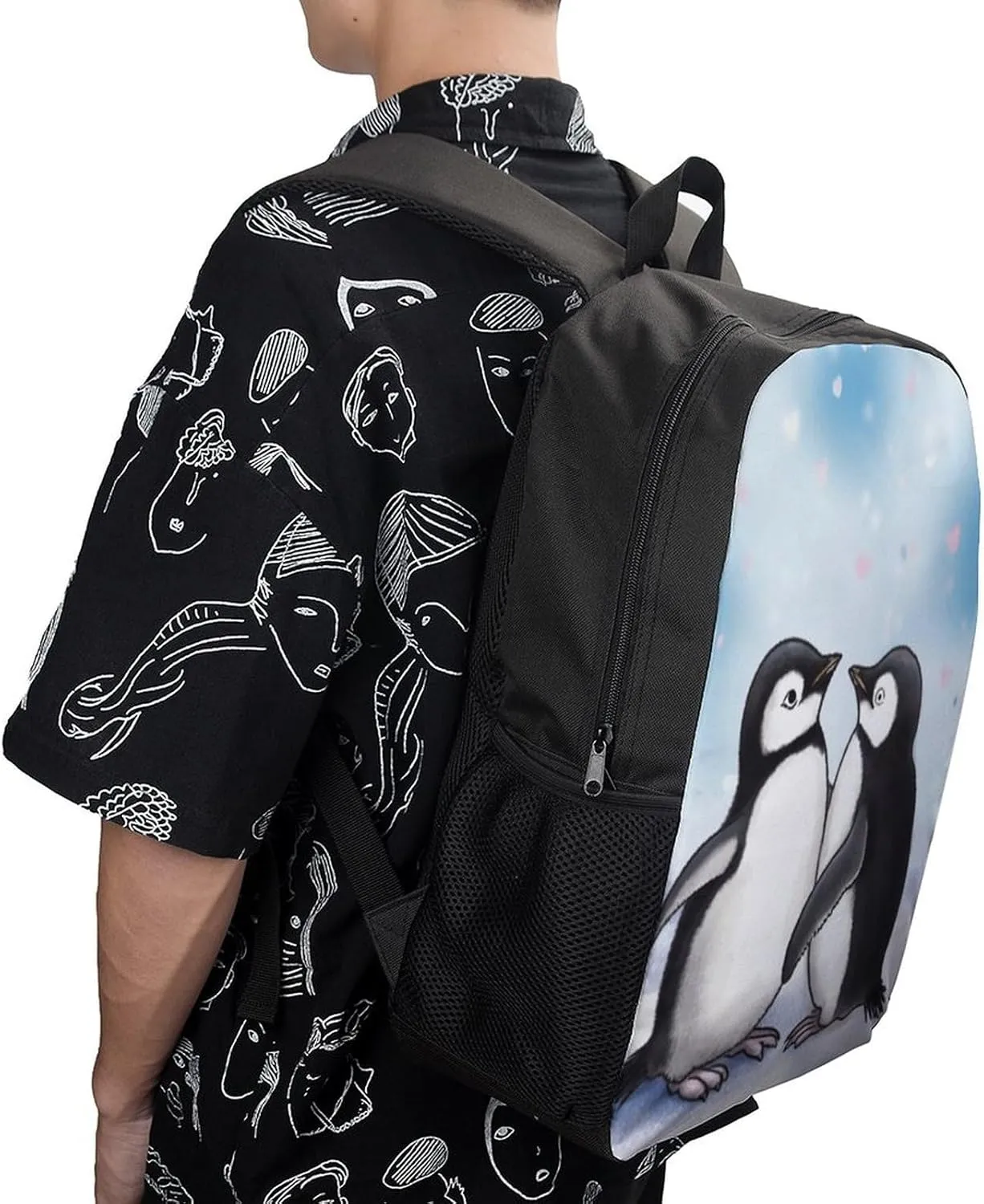 Laptop Backpack for Men 17 Inch I Love Penguins Work Casual Backpack Lightweight Travel Shoulder Bag