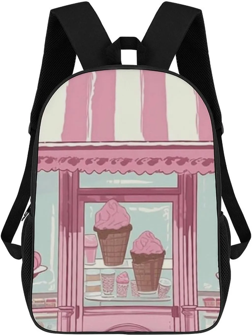 Laptop Backpack for Men 17 Inch Ice Cream Store Color Work Casual Backpack Lightweight Travel Shoulder Bag