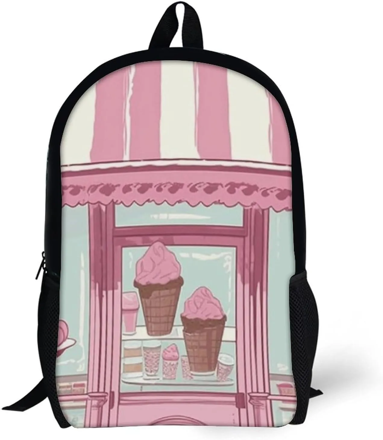 Laptop Backpack for Men 17 Inch Ice Cream Store Color Work Casual Backpack Lightweight Travel Shoulder Bag