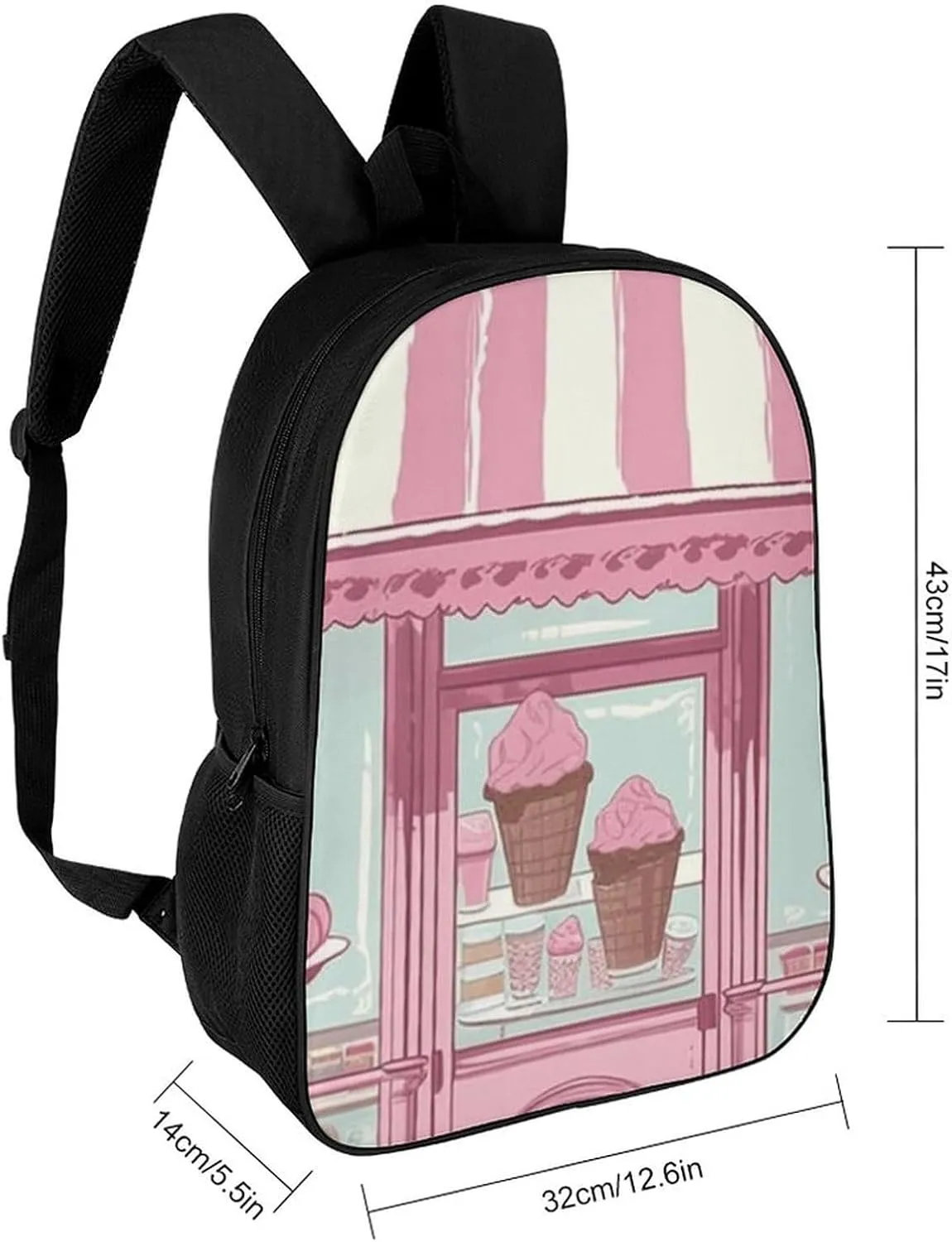 Laptop Backpack for Men 17 Inch Ice Cream Store Color Work Casual Backpack Lightweight Travel Shoulder Bag