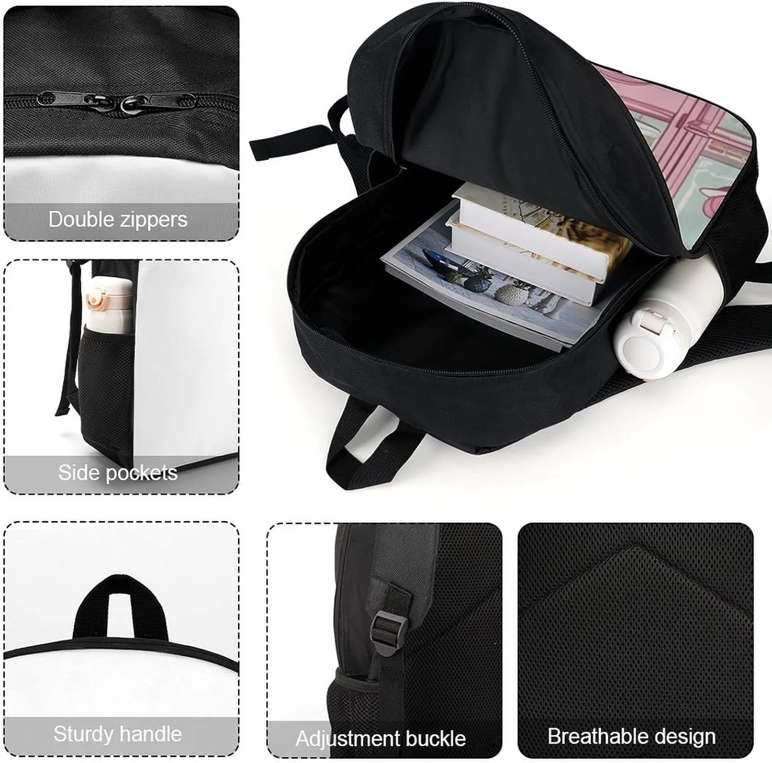 Laptop Backpack for Men 17 Inch Ice Cream Store Color Work Casual Backpack Lightweight Travel Shoulder Bag