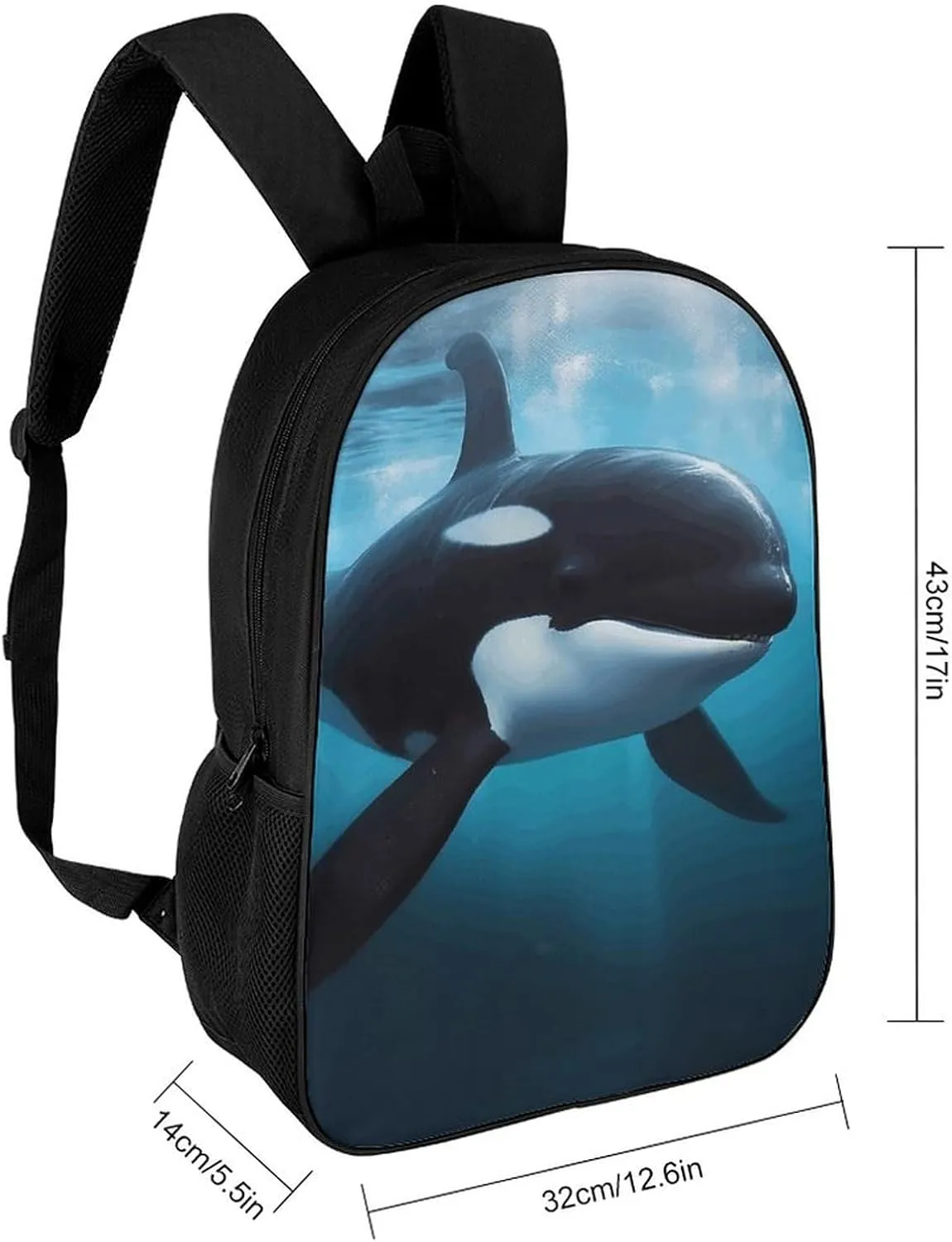 Laptop Backpack for Men 17 Inch Killer Whale Work Casual Backpack Lightweight Travel Shoulder Bag