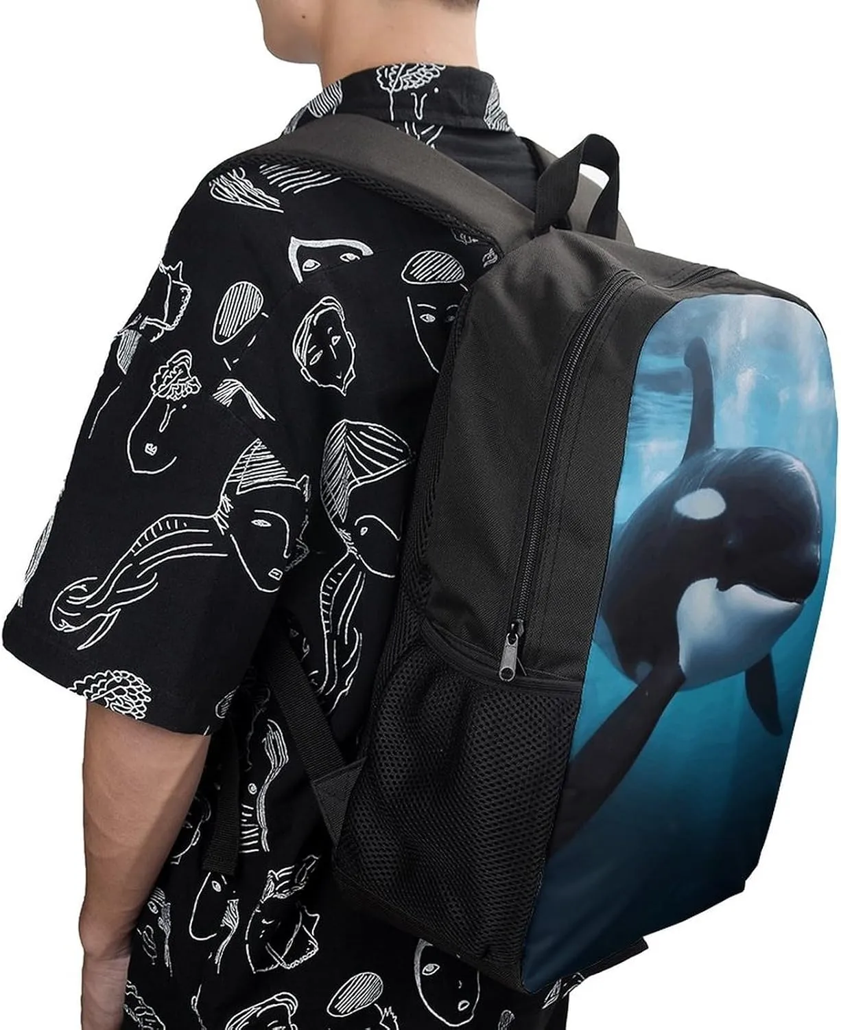 Laptop Backpack for Men 17 Inch Killer Whale Work Casual Backpack Lightweight Travel Shoulder Bag