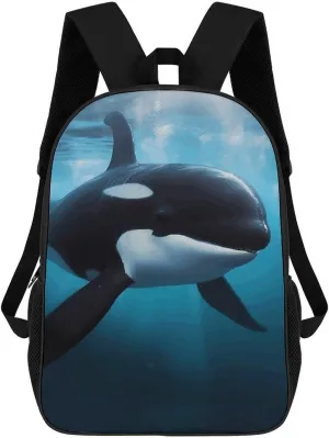 Laptop Backpack for Men 17 Inch Killer Whale Work Casual Backpack Lightweight Travel Shoulder Bag